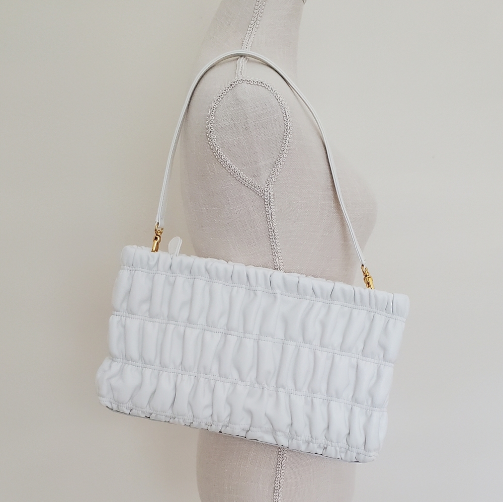 5 for $20 White Ruffle Clutch or Shoulder bag with Removable Strap